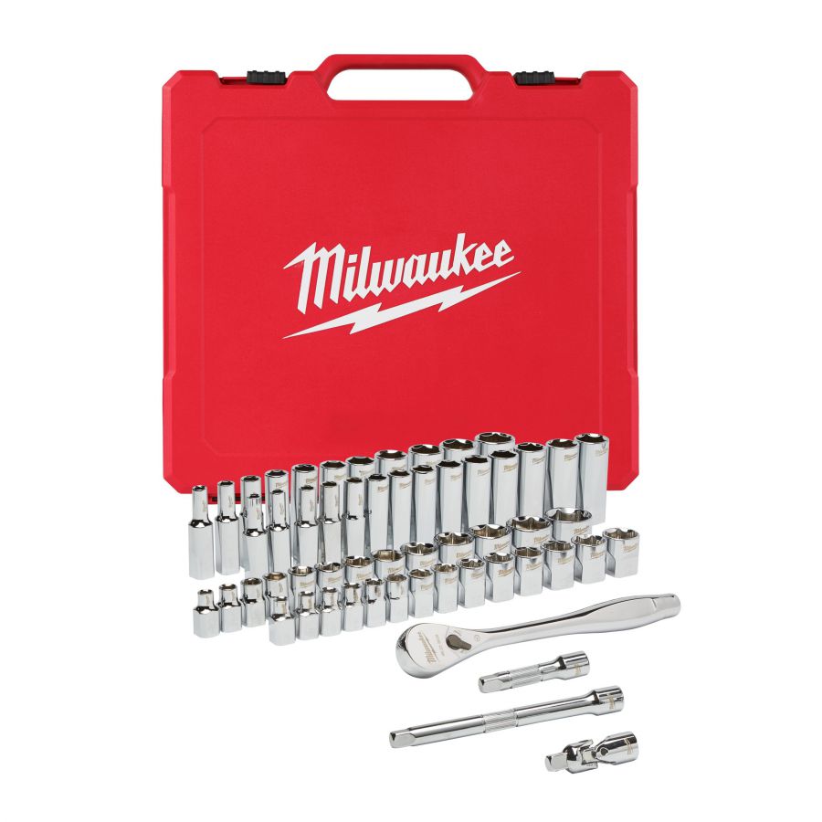 Ratschen- und Steckschlüsseleinsatz Set 3/8 imperial & metrisch 56-teilig - 1 Stück